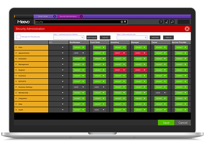 Meevo Security screen on laptop